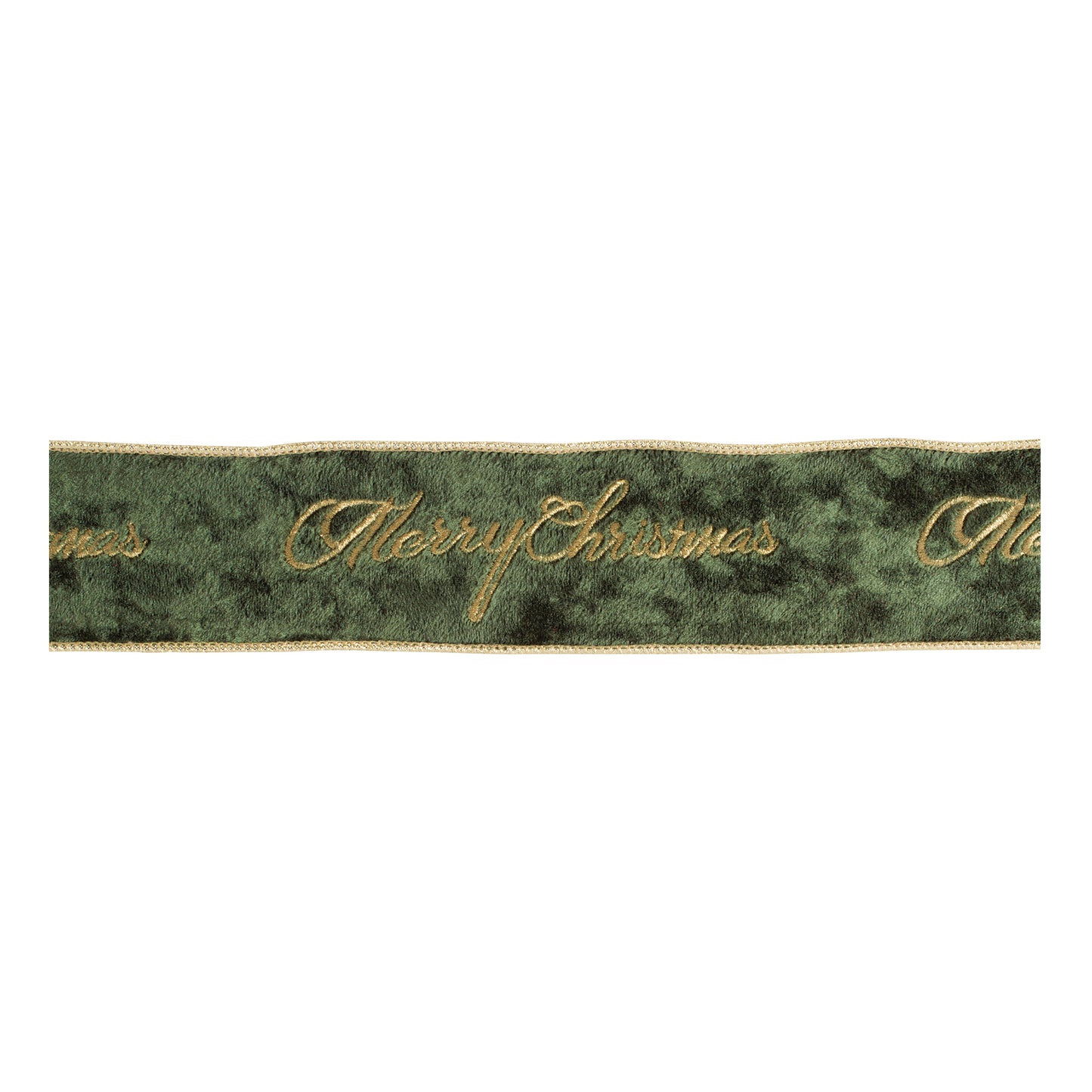 “Merry Christmas” Velvet Wired Ribbon 2.5" x 5 Yds.