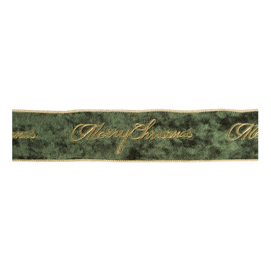 “Merry Christmas” Velvet Wired Ribbon 2.5" x 5 Yds.
