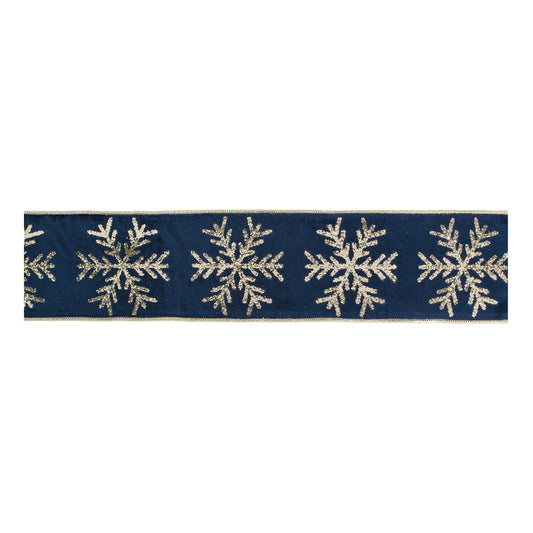 Snowflake Velvet Wired Ribbon 4" x 5 Yds.
