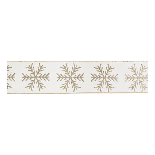 Snowflake Wired Ribbon 4" x 5 Yds.