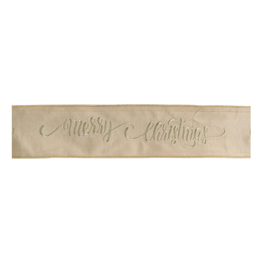 “Merry Christmas” Script Wired Ribbon 4" x 5 Yds.