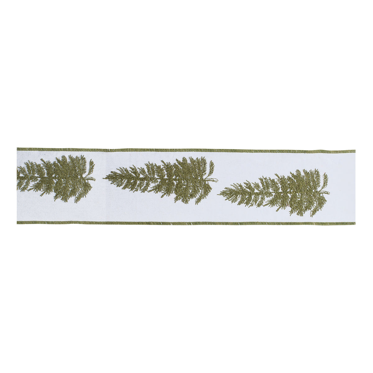Embroidered Pine Branch Wired Ribbon 4" x 5 Yds.