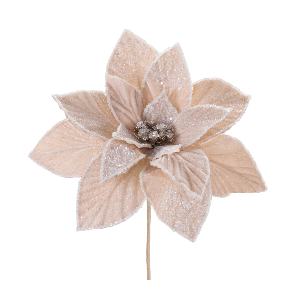Beaded Poinsettia Flower Stem (Set of 4)