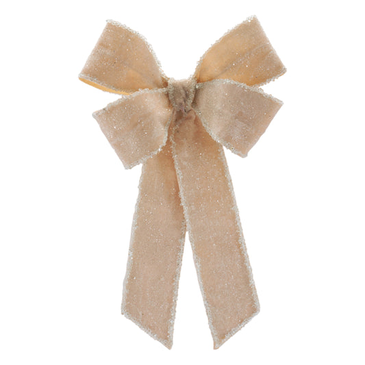 Glittered Velvet Bow Ornament (Set of 2)