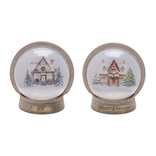 Lighted Christmas Village Globe Décor (Set of 2)