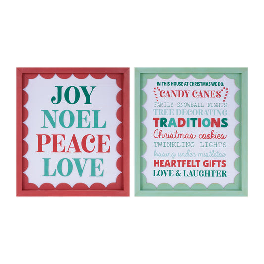 Framed Christmas Sentiment Wall Art (Set of 2)