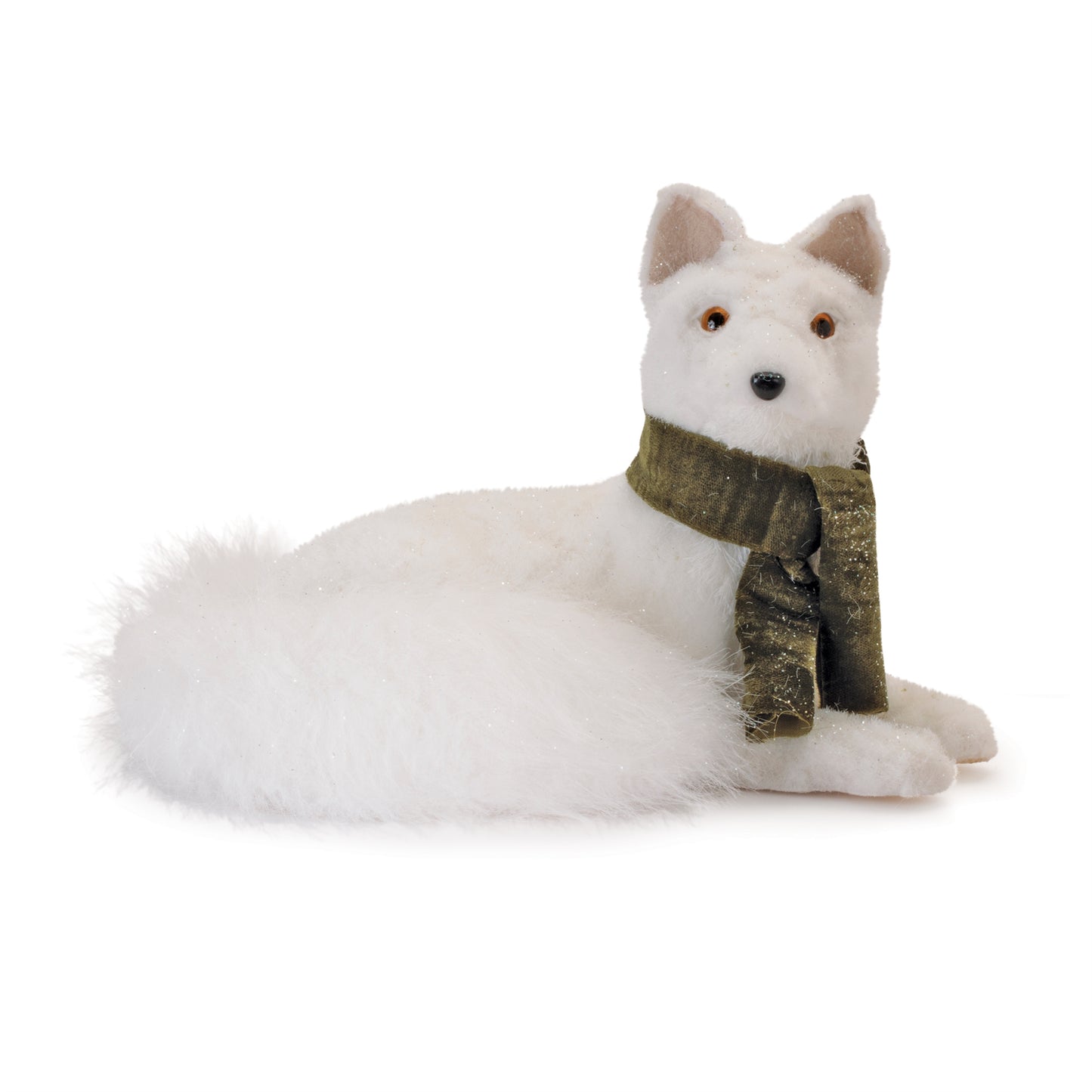 Plush Winter Fox Figurine with Scarf