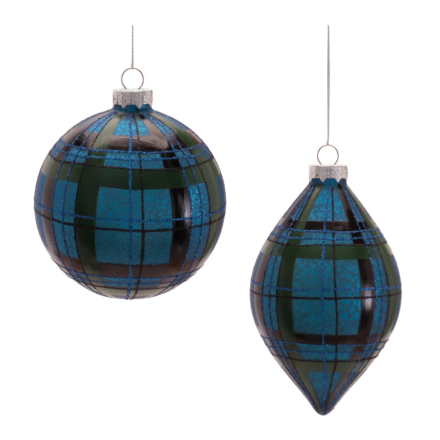 Plaid Glass Ornament (Set of 6)