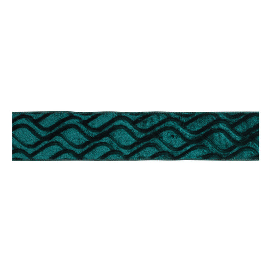 Embossed Wave Velvet Wired Polyester Ribbon 2.5" x 10 Yds.
