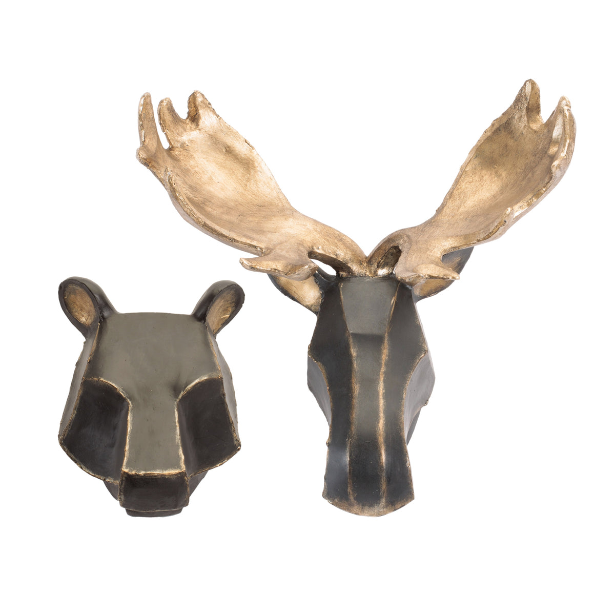 Geometric Bear and Moose Wall Mounts (Set of 2)