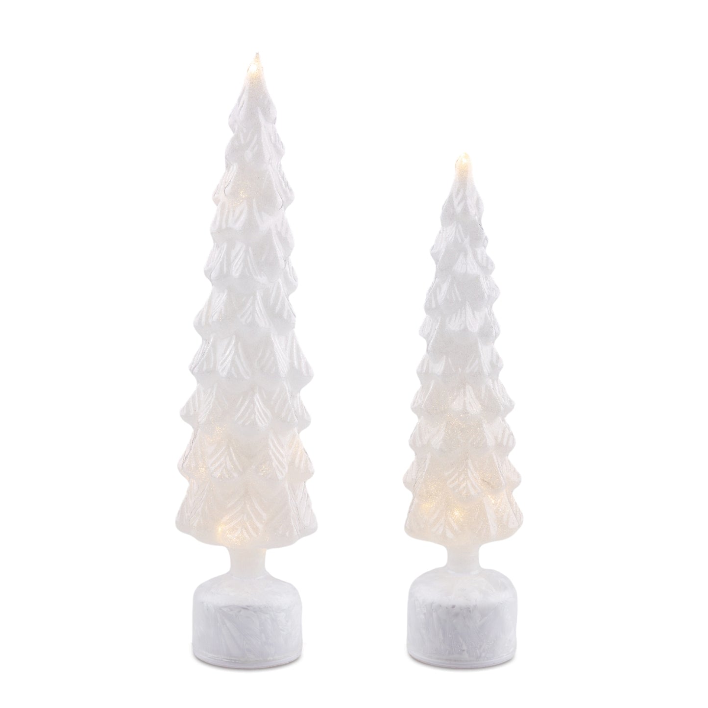 Rotating LED Glass Christmas Tree (Set of 2)
