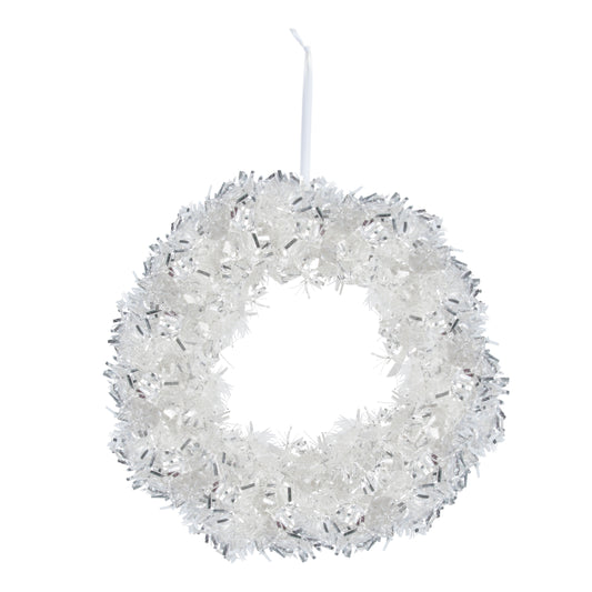 Silver Tinsel Christmas Wreath 18"D