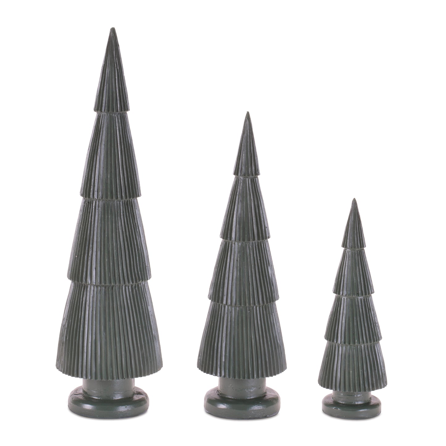 Green Ribbed Resin Christmas Tree (Set of 3)