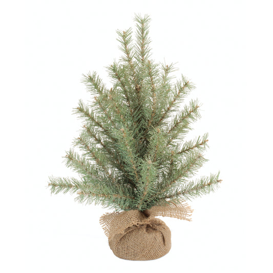 Glittered Pine Tree in Burlap 18"H