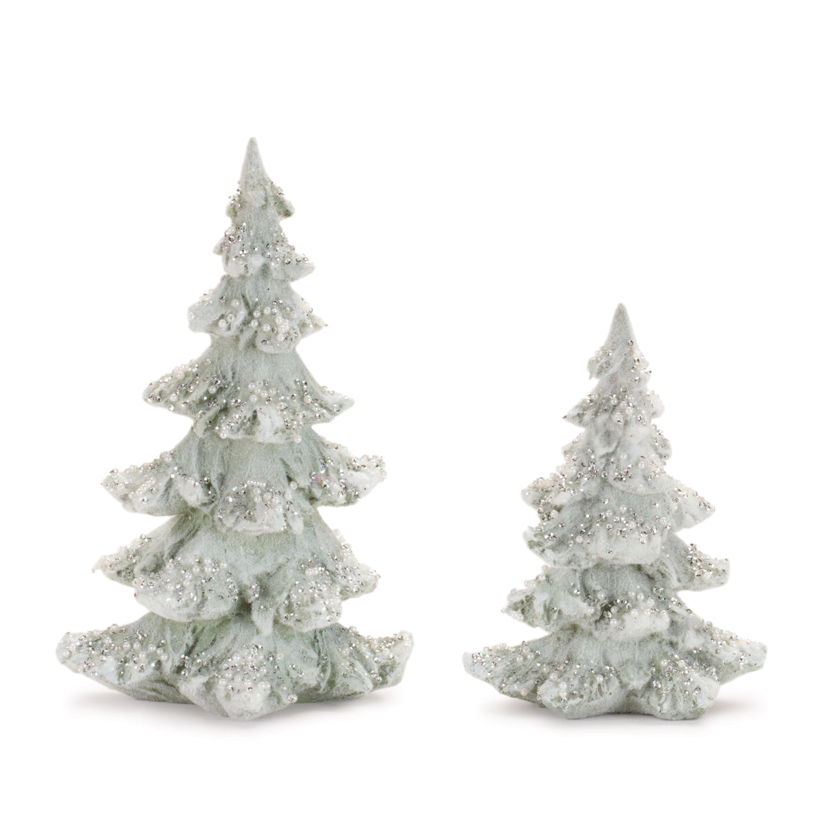 Beaded Frosted Christmas Trees (Set of 2)