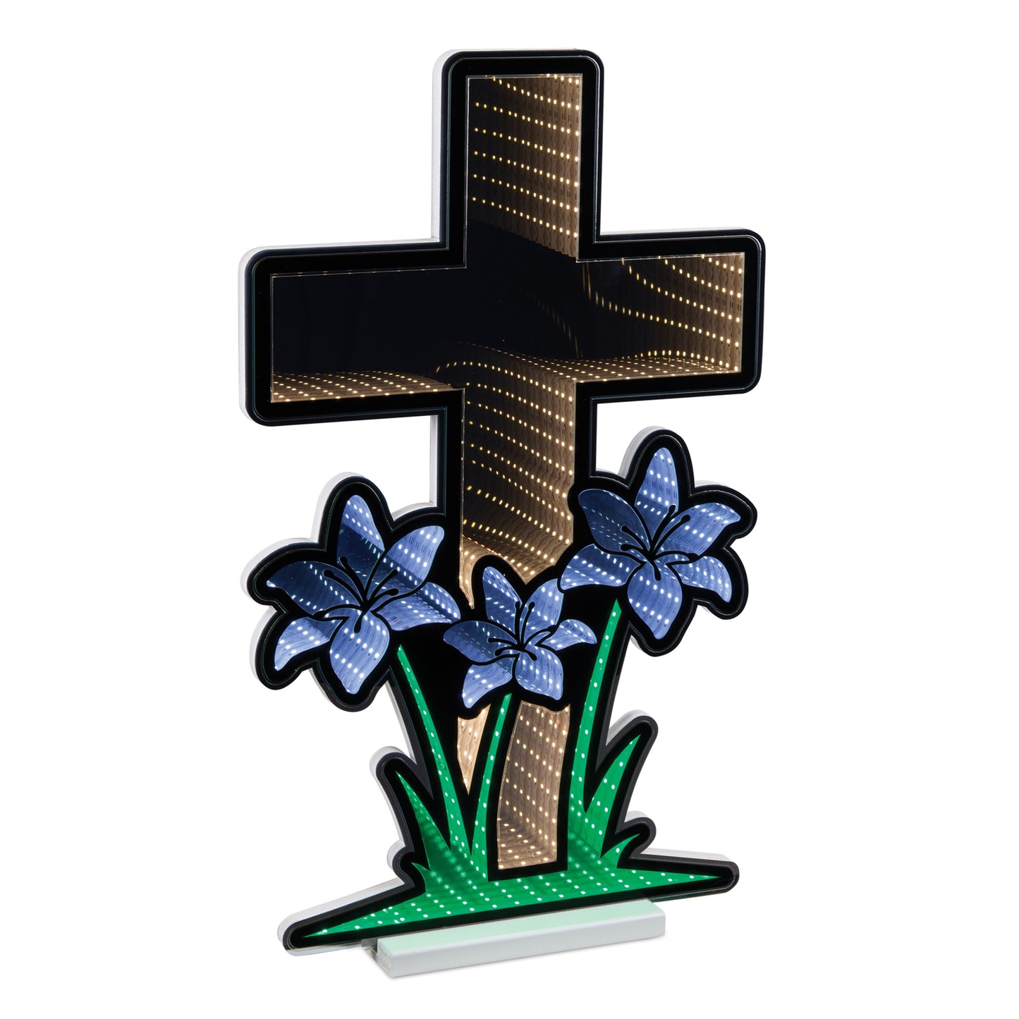 Cross with Lily Flowers Ekkolight 24"H