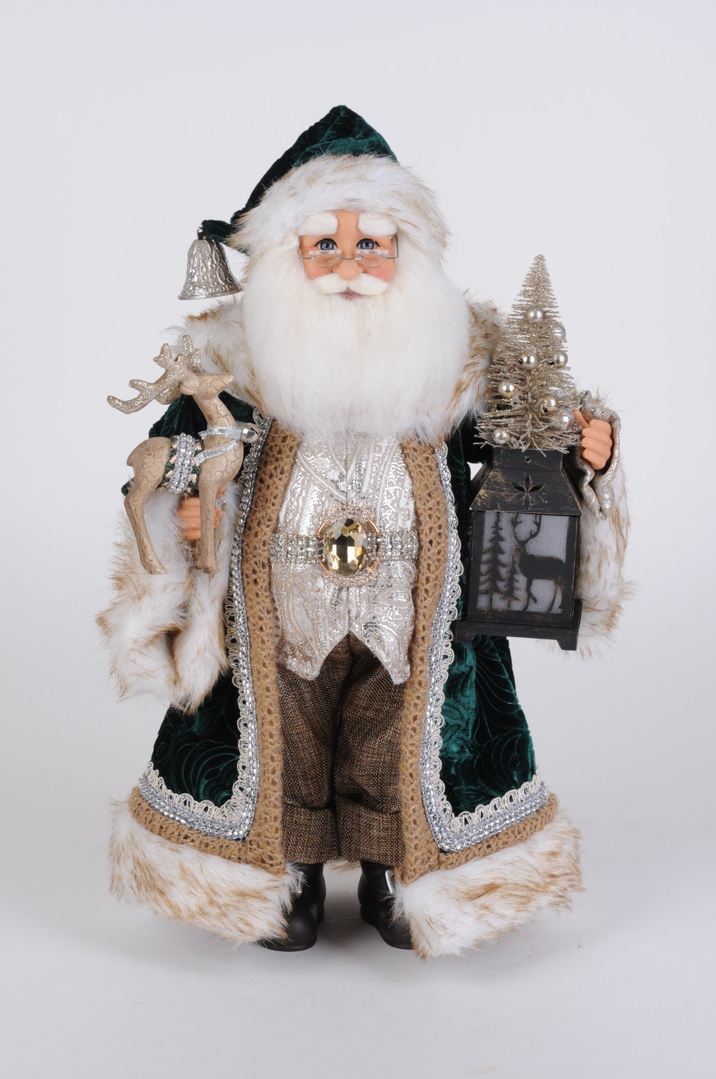 CC16-183 Lighted Woodland Emerald Santa