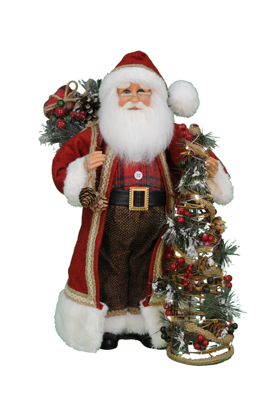 CC16-204 Lighted Woodland Pine Santa