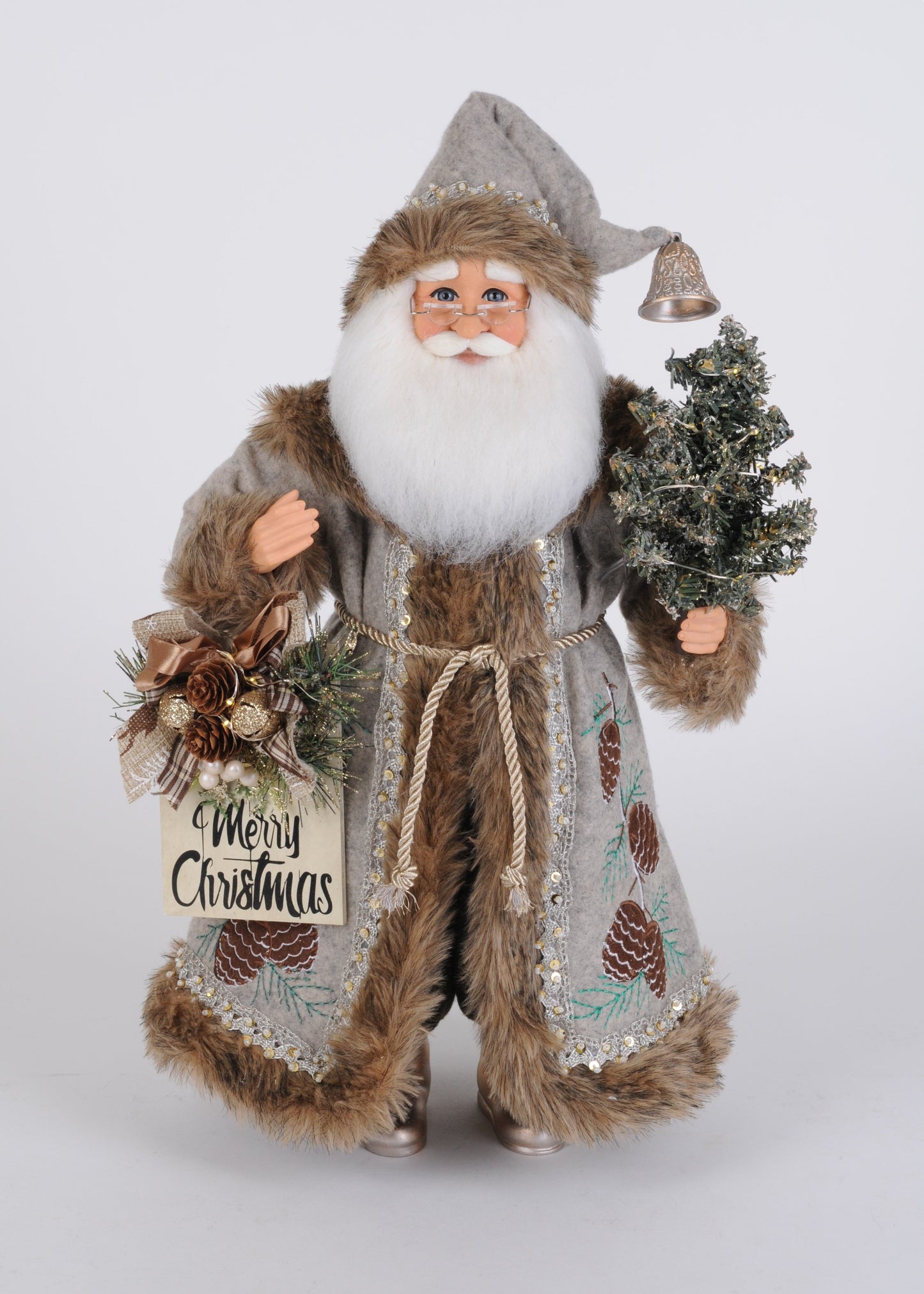 CC16-269 Lighted Silver Pine Santa