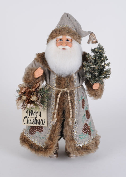 CC16-269 Lighted Silver Pine Santa