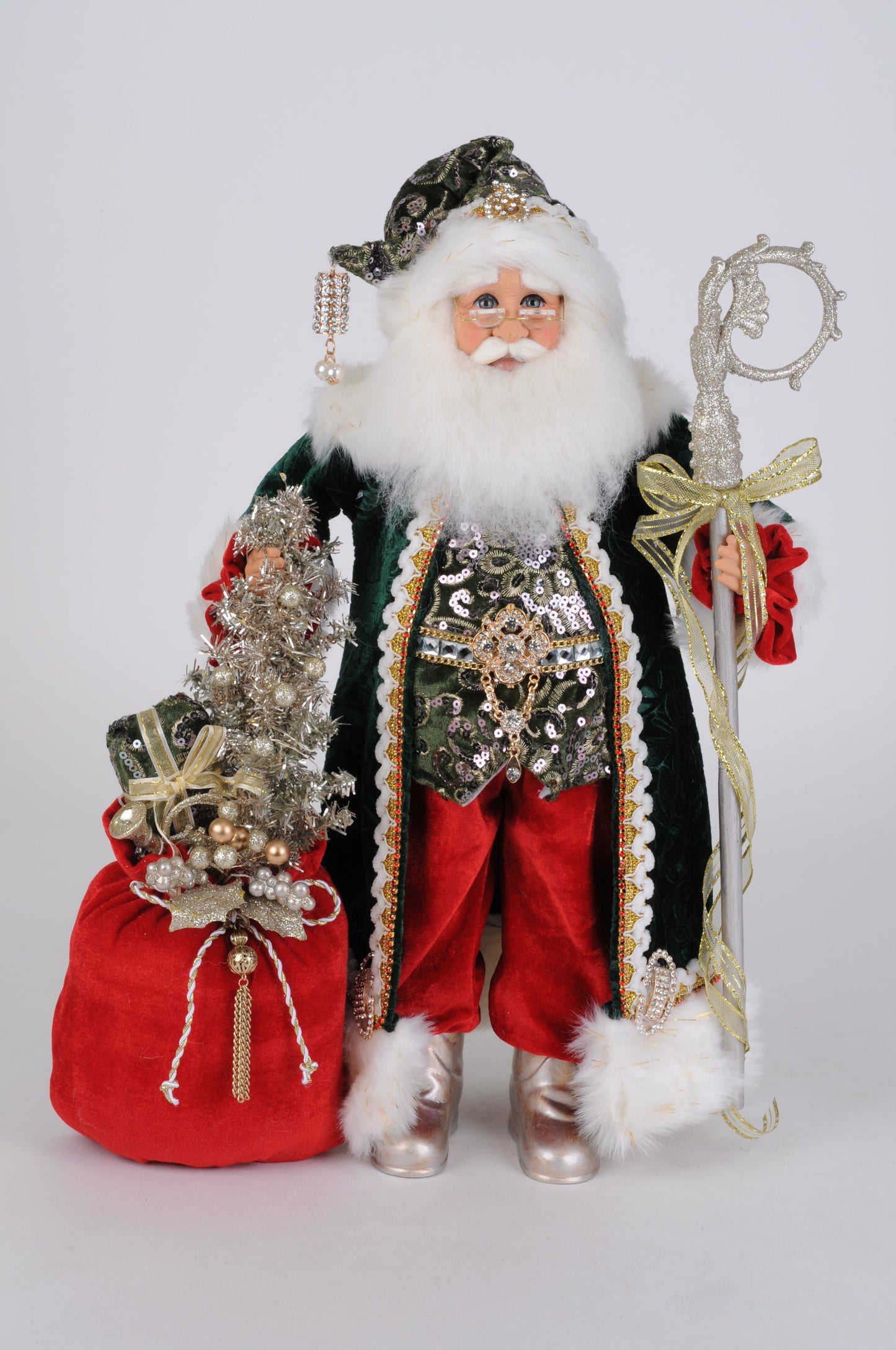 CC18-45 Lighted Sparkling Emerald Santa