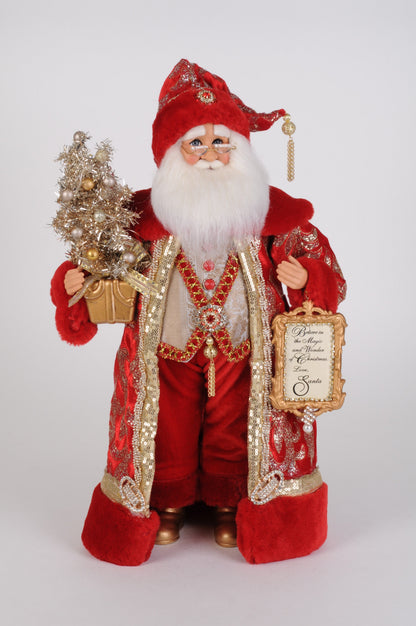 CC18-73 Lighted Scarlet Jeweled Santa