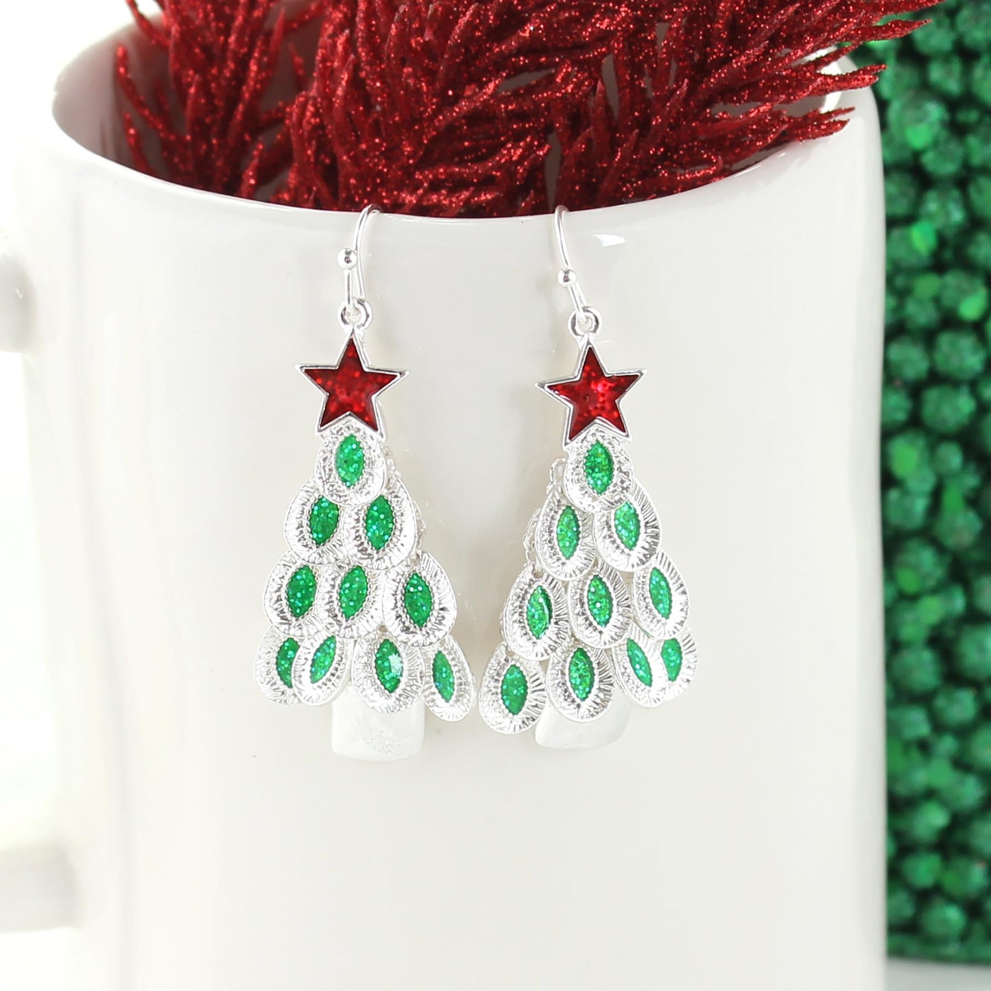 Enamel Dangle tree Earrings