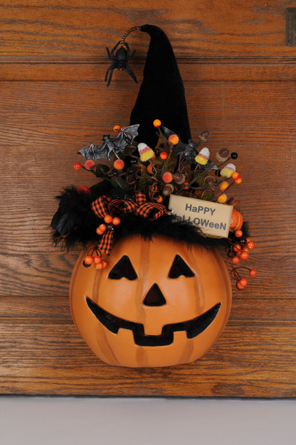 HA019 Lighted "Happy Halloween" Pumpkin W/D Hanger