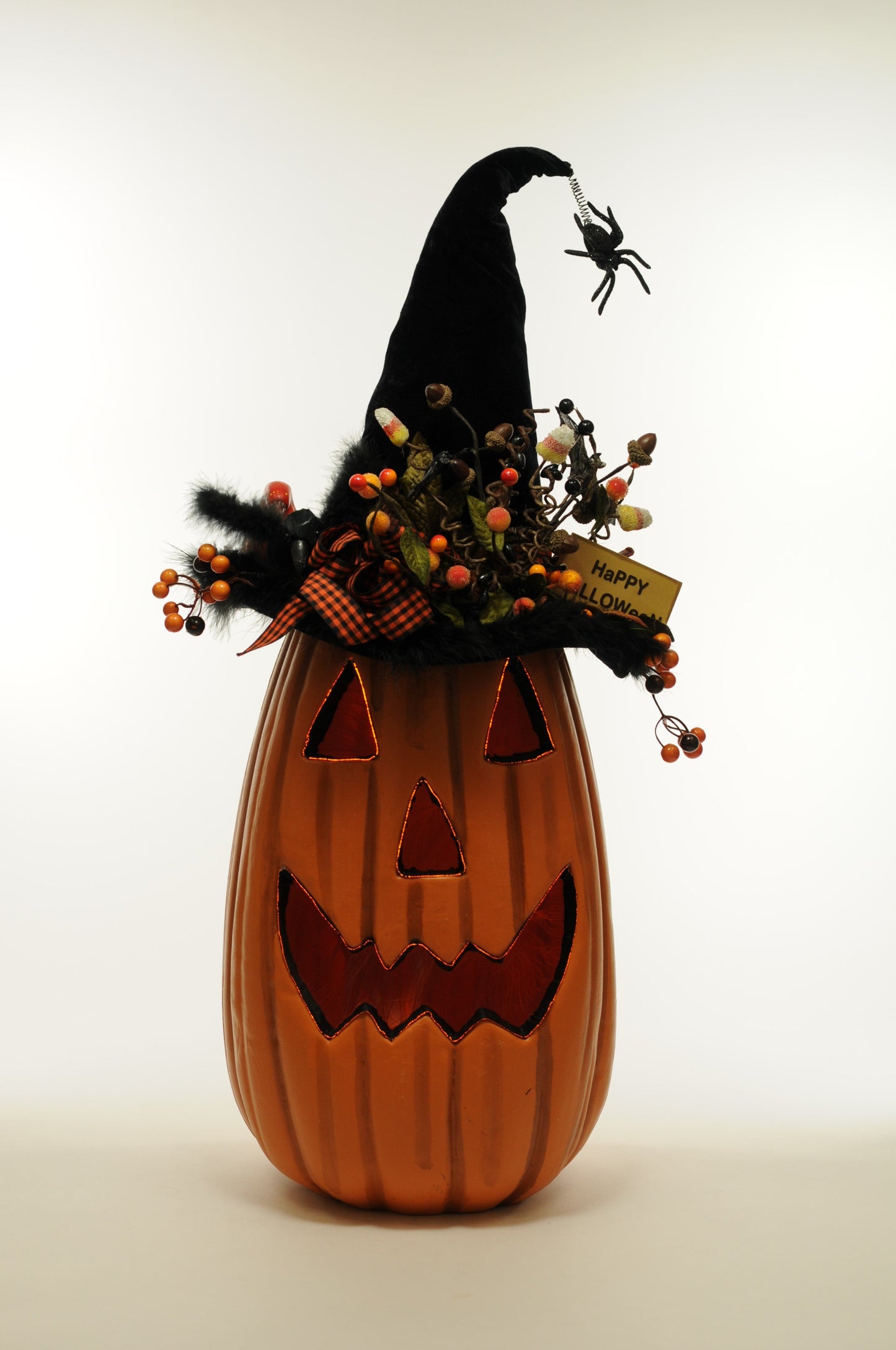 HA022 Lighted Tall Fiber Optic Pumpkin