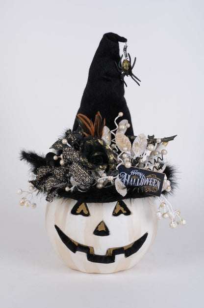 HA025 Lighted White Fiber Optic Pumpkin