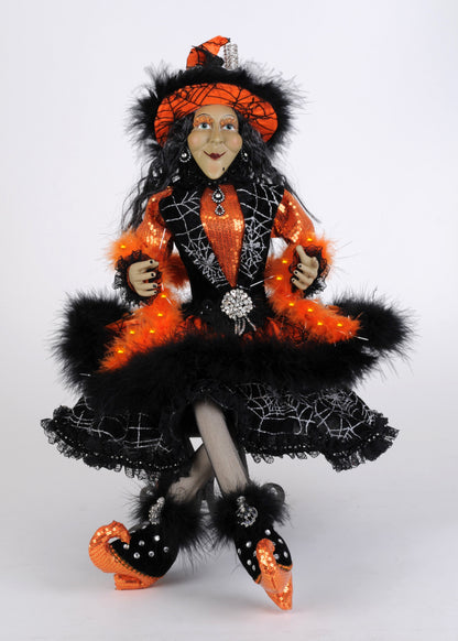 HA26-25 Lighted Glitzy Orange Witch