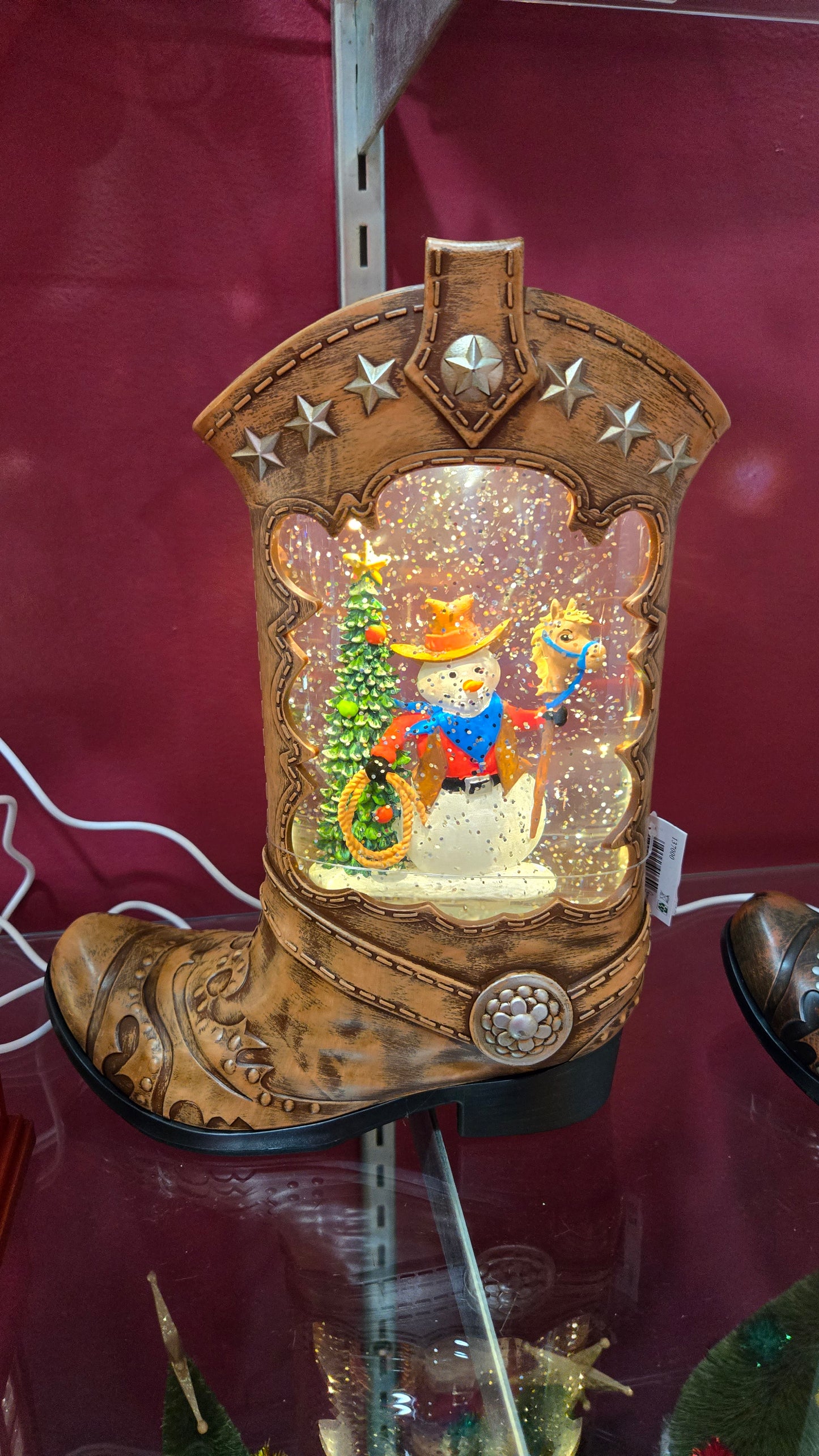 Lighted Swirl Boot with Snowman