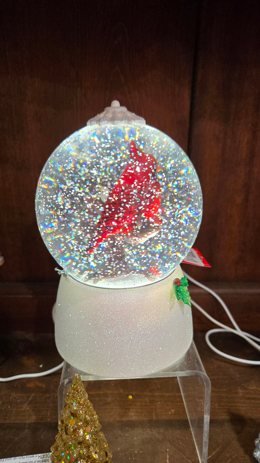 Lighted Swirl Cardinal Sno Globe