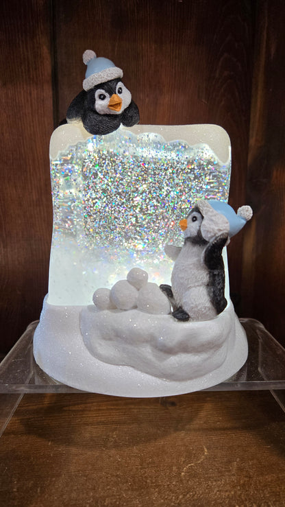 Lighted Swirl Penguins 7"H