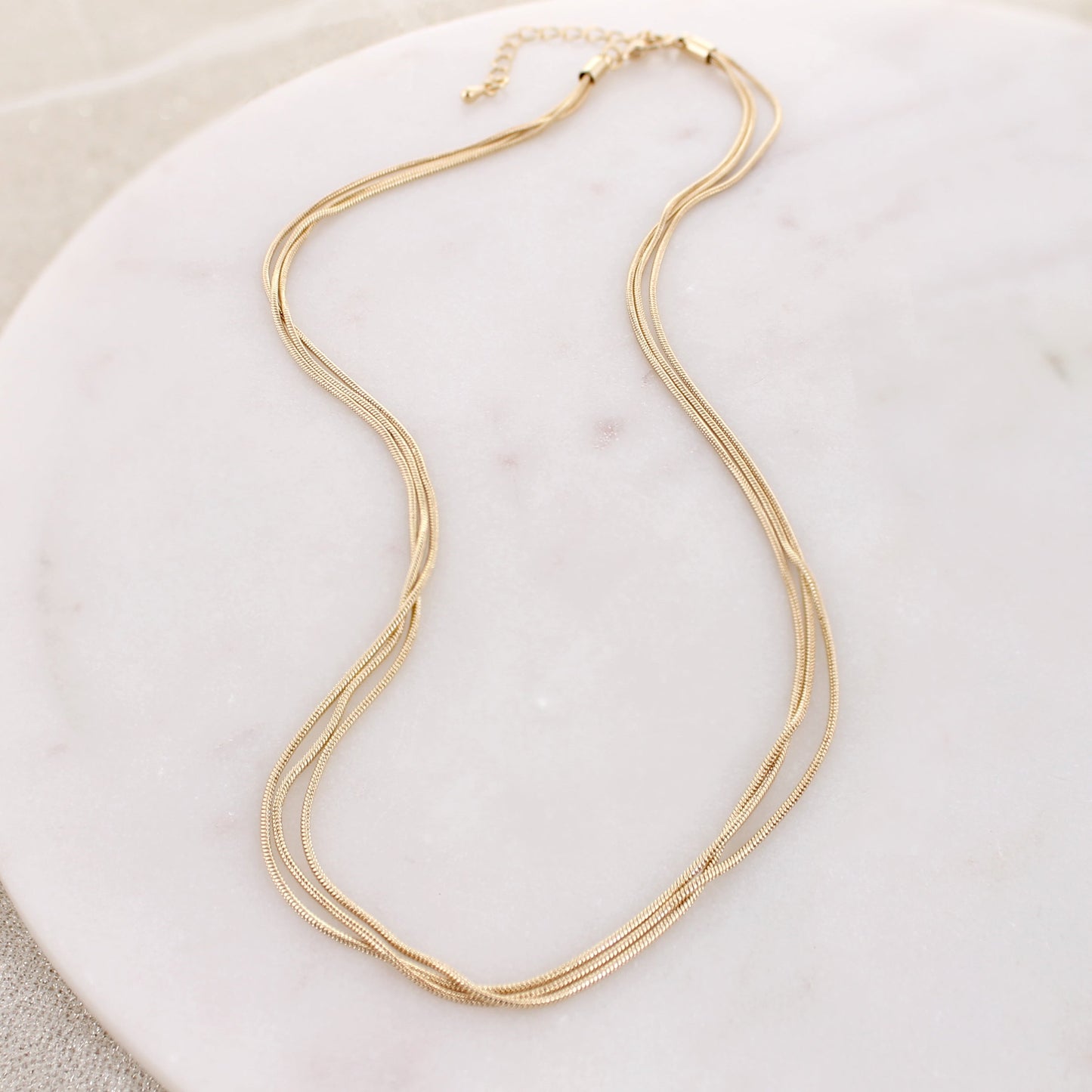 18" Gold 3 Strand Chain Necklace