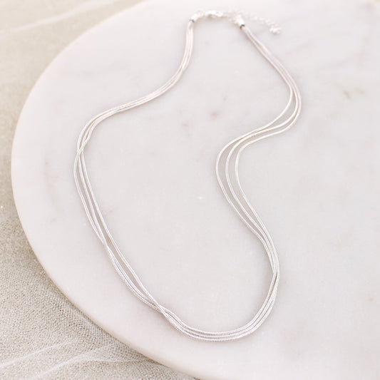 18" Silver 3 strand chain necklace