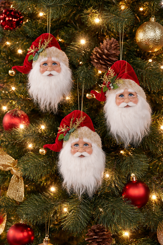 ORN-10 3pc. Santa Head Ornaments