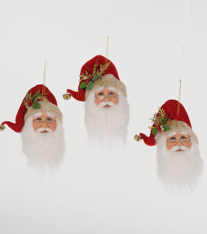 ORN-10 3pc. Santa Head Ornaments