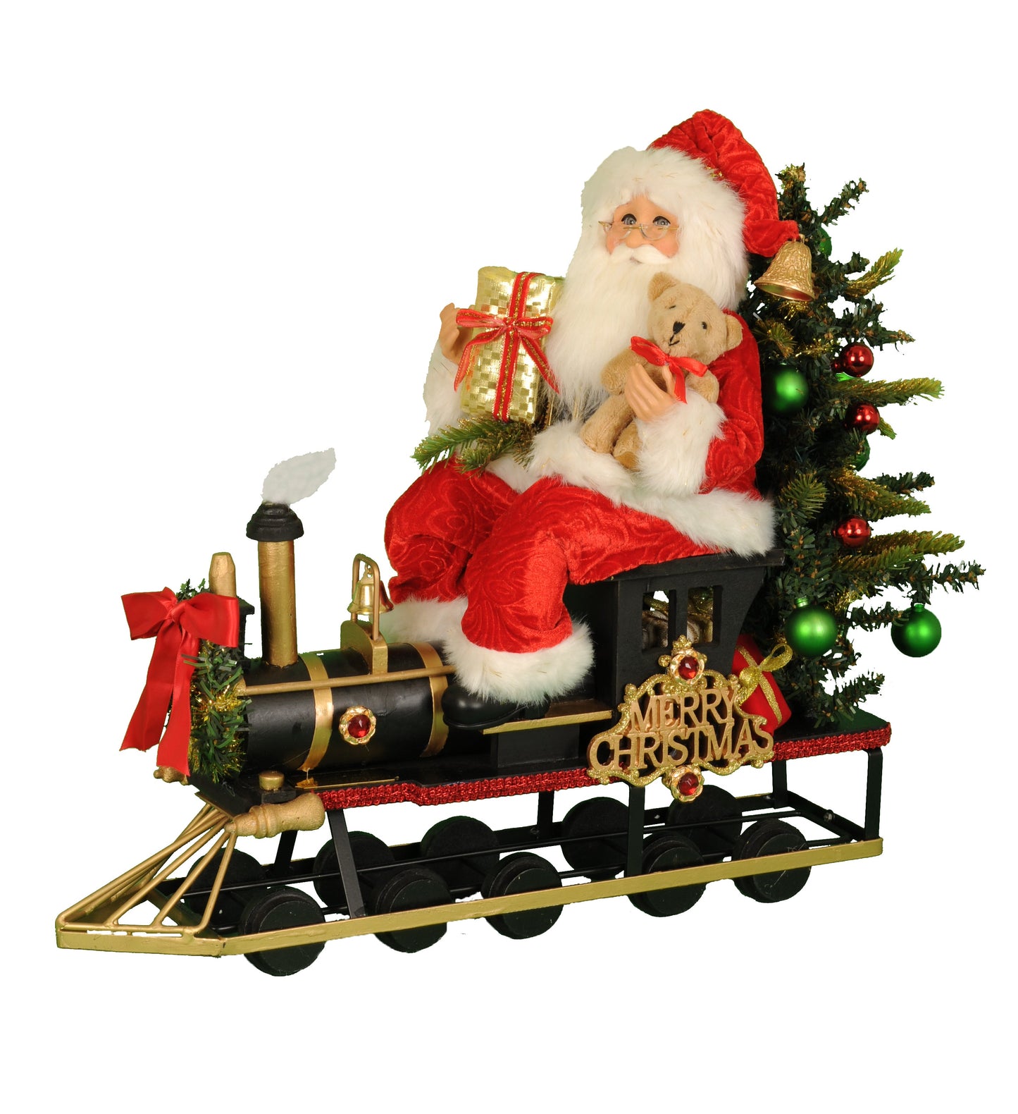 SC-45 Lighted Merry Christmas Train Santa