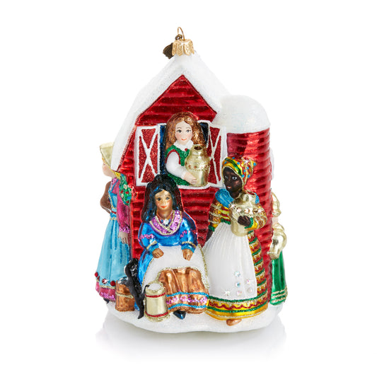 Eight Maids A-Milking Glass Ornament