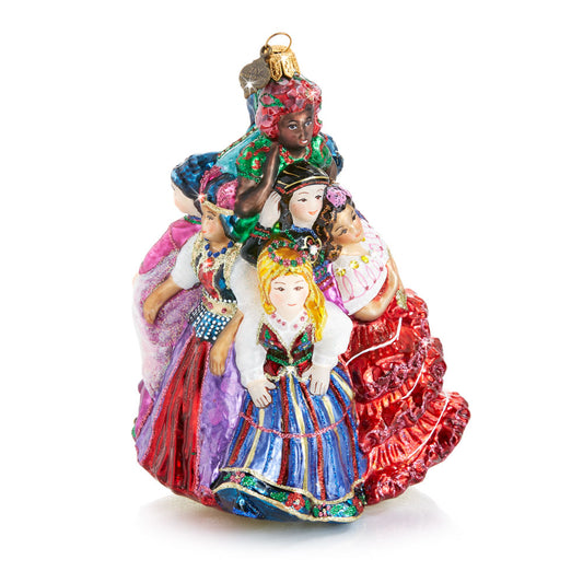 Nine Ladies Dancing Glass Ornament