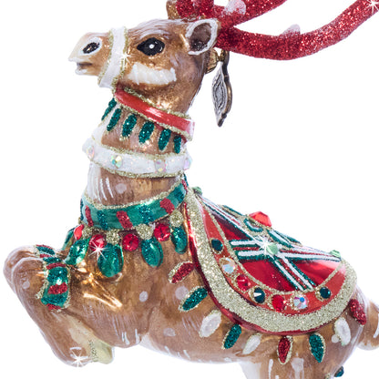 Comet Reindeer Glass Ornament