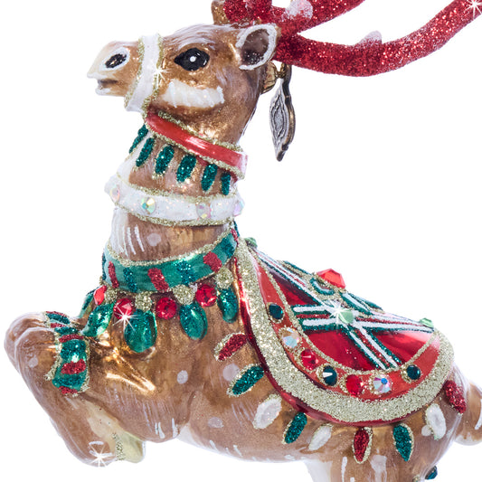Comet Reindeer Glass Ornament