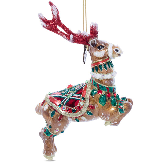 Comet Reindeer Glass Ornament