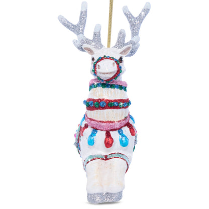 Cupid Reindeer Glass Ornament