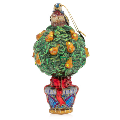 Partridge in a Pear Tree Glass Ornament