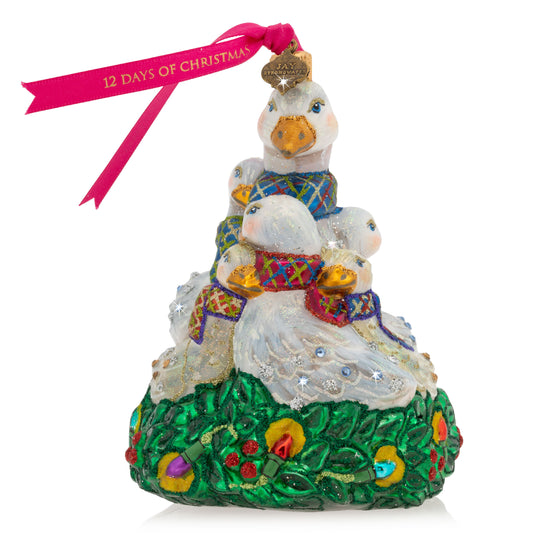 Six Geese of Laying Glass Ornament