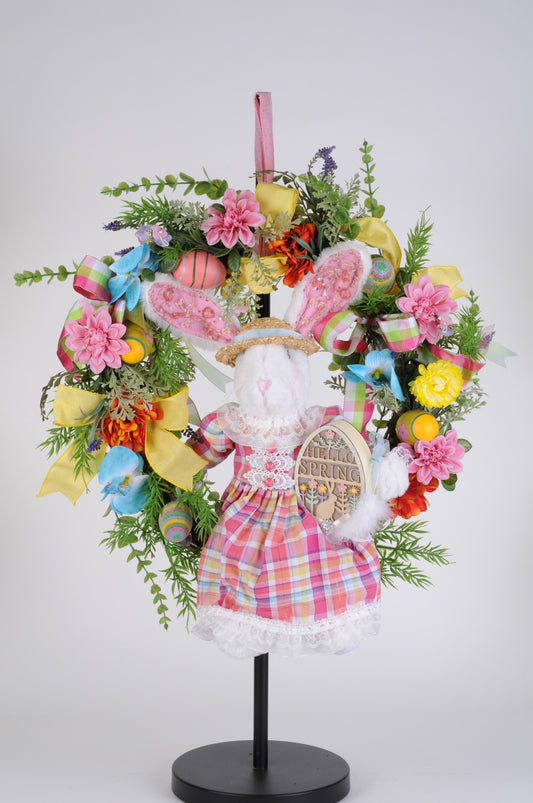 SP056 Lighted Hello Spring Wreath