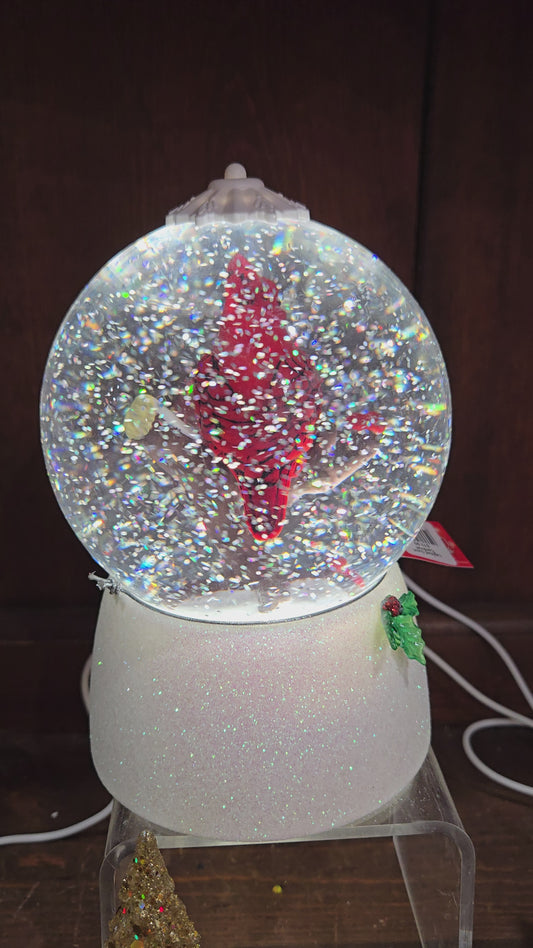 Lighted Swirl Cardinal Sno Globe