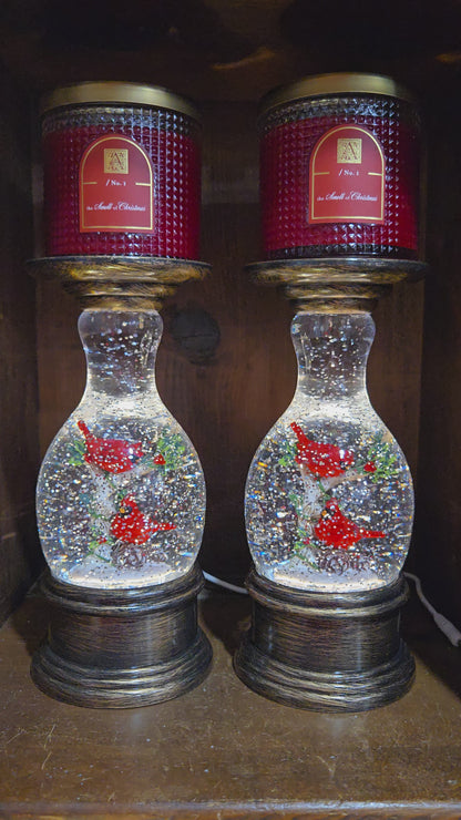 Copper Water Spinning LED Cardinal Candle Holder Set